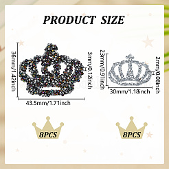 16Pcs 2 Styles Crown Glass/Resin Hotfix Rhinestone&nbsp;PATC-FG0002-38
