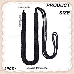 ポリエステルスタッフストラップショルダーコード  ブラック  1100x23x10mm&nbsp;DIY-WH0888-416A