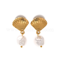 304 Stainless Steel Plastic Pearl Dangle Stud Earrings&nbsp;LS-EJEW-G422-01G-03