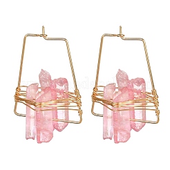 Electroplated Natural Quartz Wire Wrapped Earrings for Girl Women&nbsp;EJEW-JE04645-01