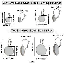 304 Stainless Steel Hoop Earring Findings&nbsp;STAS-BBC0003-59P