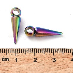 イオンプレーティング（IP）201ステンレスペンダント  コーンチャーム  虹色  21x5.5~6mm  穴：3.2mm&nbsp;STAS-M323-28RC-1