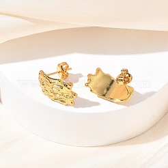女性用304ステンレススチールスタッドピアス  テクスチャードナゲット  イオンプレーティング（ip）  ゴールドカラー  19x12mm&nbsp;EJEW-K333-01G