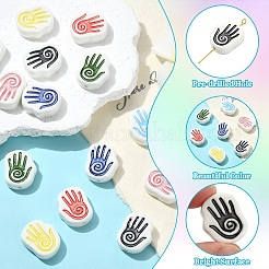 14Pcs 7 Colors Handmade Porcelain Beads&nbsp;PORC-YW0001-78