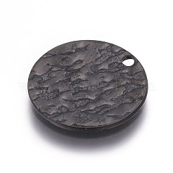 304ステンレスペンダント  フラットラウンド  イオンプレーティング（ip）  電気泳動黒  15x1mm  穴：1.5mm&nbsp;STAS-I098-04-B