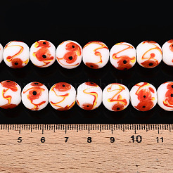 手作りランプワークビーズ連売り  鳳凰の目を持つ円形  ホワイト  12~13mm  穴：1.2~3mm  約45個/連  20.47~20.87インチ（52~53cm）&nbsp;LAMP-N028-05A