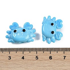 手作りランプワークビーズ  カニ  ライトスカイブルー  15~17x22~24x7.5~9mm  穴：1.6~2mm&nbsp;LAMP-Q031-018I