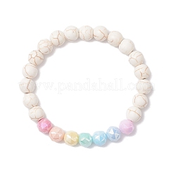 2Pcs Anti-Tarnish Electroplate Round Glass & Synthetic Turquoise Beads Stretch Bracelets for Women&nbsp;BJEW-JB12665