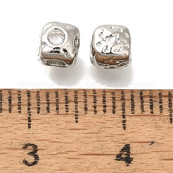 真鍮マイクロパヴェキュービックジルコニア  ハート  正方形  ビーズ  ニッケルフリー  プラチナ  4.5x4.5x4.5mm  穴：1.7mm&nbsp;KK-Q001-03P-01