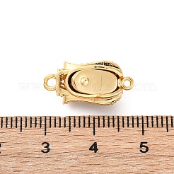 Brass & Clear Cubic Zirconia & Black Lip Shell Epoxy Resin Box Clasps&nbsp;KK-P291-35G