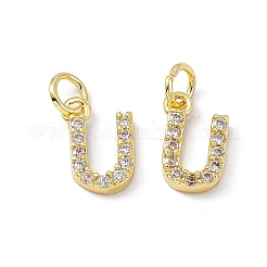 Real 18K Gold Plated Brass Micro Pave Clear Cubic Zirconia Charms&nbsp;KK-E068-VB452-U