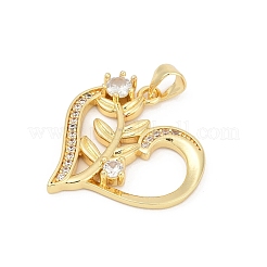 Brass Micro Pave Cubic Zirconia Pendants&nbsp;KK-D317-083G
