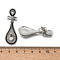 合金エナメル＆クリスタルラインストーンのクリップ式イヤリング  ピパ  プラチナ  47x15.5mm&nbsp;EJEW-G466-08P