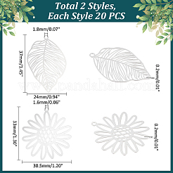 40Pcs 2 Style 201 Stainless Steel Pendants&nbsp;STAS-UN0056-97