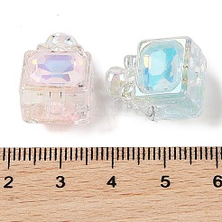 ラインストーンビーズ付き透明アクリル  香水瓶  ミックスカラー  18.5x13.5x13mm  穴：3.5mm&nbsp;OACR-G035-13