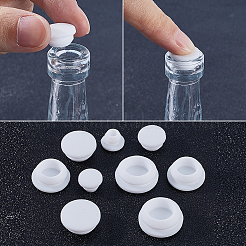 食品グレードのシリコンボトルシールプラグ  再利用可能な交換用ボトルストッパー  ホワイト  11~19x7~7.5mm  穴：4.5~11mm  10個/スタイル&nbsp;AJEW-GF0009-93A-02