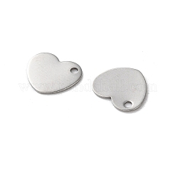 304ステンレススチールチャーム  アジャスターチェーンドロップ  ハート  7.5x9x0.5mm  穴：1mm&nbsp;STAS-V007-03H-P