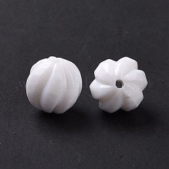 不透明なアクリルビーズ  カボチャ  ホワイト  11.7mm  穴：1.8mm  約590個/500g&nbsp;OACR-E015-34