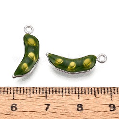 合金エナメルチャーム  エンドウチャーム  プラチナ  19x7x3mm  穴：1.5mm&nbsp;PALLOY-T092-30P