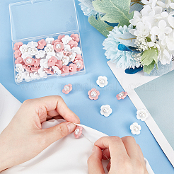 50個 2色 1穴プラスチックシャンクボタン  アブソリュートプラスチック模造パール  花  ミックスカラー  17x17.5x10.5mm  穴：2.7mm  25個/カラー&nbsp;BUTT-GF0001-16