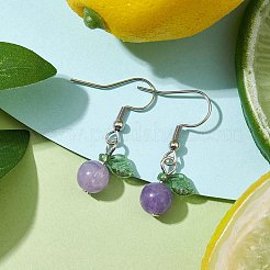 アクリルダングルピアス  304ステンレススチールピアスフック付き  葉っぱ  青紫色  32.5x12.5mm&nbsp;EJEW-JE05750-04