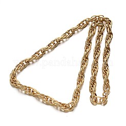 304ステンレススチールロープチェーンネックレス  カニカン付き  ゴールドカラー  29.1インチ（73.9cm）  10mm&nbsp;NJEW-M136-03G