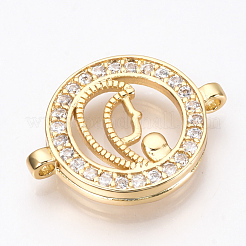 Brass Micro Pave Cubic Zirconia Links&nbsp;X-ZIRC-Q013-43G