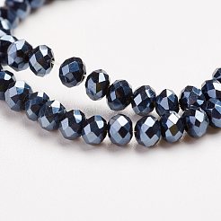 電気メッキガラスビーズセット  多面カット  ロンデル  黒メッキ  3x2mm  穴：1mm  約105~110個/連  29~31cm&nbsp;X-EGLA-D020-3x2mm-35