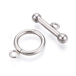 変色しない304ステンレススチールリングトグル留め具  ステンレス鋼色  19x14x2mm  穴：2.8mm  バー：7.5x21x4mm  穴：2.8mm&nbsp;STAS-A092-09I-P