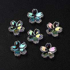 透明ABSプラスチックビーズキャップ  UVメッキ  5  - 花びらの花  透明  10.5~11.5x2mm  穴：1.4mm&nbsp;FIND-B043-03A