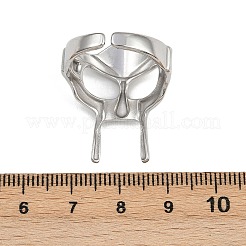 女性用304ステンレススチールオープンカフリング  マスク  ステンレス鋼色  28.5mm  内径: 調節可能&nbsp;RJEW-K303-07P