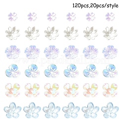 120 個 6 スタイル混合スタイルアクリルビーズキャップ  花  ミックスカラー  6.5~12x2~12mm  穴：1.2~1.8mm  20個/スタイル&nbsp;SACR-YW0001-65