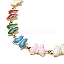 Colorful Enamel Butterfly Link Chain Necklace&nbsp;NJEW-C037-02G