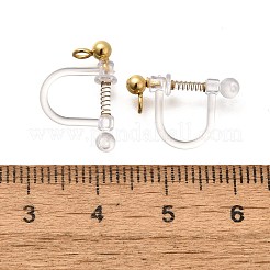 201ステンレススチールクリップオンイヤリングセッティング  プラスチック付き  ゴールドカラー  11x17x3.5mm  穴：1.8mm&nbsp;STAS-F311-15G