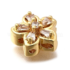 真鍮パヴェキュービックジルコニアマルチ連リンク  花  18KGP本金メッキ  透明  10.5x10.5x6.5mm  穴：1.5mm&nbsp;KK-F913-07G-02