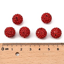 A級ラインストーンビーズ  パヴェボールディスコビーズ  樹脂と陶土  ラウンド  レッド  pp11（1.7~1.8mm）  12mm  穴：1.5mm&nbsp;RB-B027-27