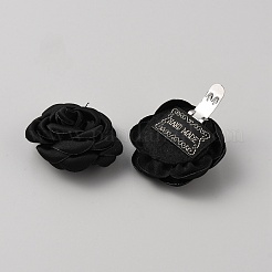 ポリエステル製の靴のバックルクリップ  バラの花の靴の装飾アクセサリー  ブラック  40x20mm&nbsp;FIND-WH0139-54A