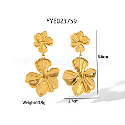 ファッショナブルな304ステンレススチールの花のダングルスタッドピアス  18KGP本金メッキ  56x27mm&nbsp;VY5463