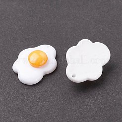 樹脂チャーム  模造食品  食べ物を再生する  目玉焼き  ホワイト  27x20.5x7.5mm  穴：1.6mm&nbsp;RESI-F030-21