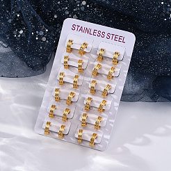 サンドフラッシュ 304 ステンレススチール フープピアス 女性用  イオンプレーティング（ip）  ラウンド  ゴールドカラー  13x4mm&nbsp;EJEW-M001-22G