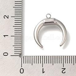 変色防止304ステンレススチールペンダント  ダブルホーン/三日月チャーム  ステンレス鋼色  17x16x3.5mm  穴：1.4mm&nbsp;STAS-P371-110P