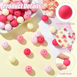 ラバー加工オペークアクリルビーズ  ラウンド  ピンク  16mm  穴：2mm  約232個/500g&nbsp;MACR-CJC0009-02E