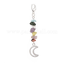 12Pcs 12 Styles Natural & Synthetic Mixed Stone Chips & Alloy Moon Pendant Decorations&nbsp;HJEW-CJ00026