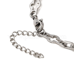 2Pcs 2 Styles 304 Stainless Steel Hollow Cross-Linked Chain Bracelets for Couple&nbsp;BJEW-JB12293