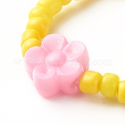 子供十代の女の子の女性のための花のアクリルビーズの指輪  ガラスシードビーズ＆透明レジンフィンガー指輪セット  ミックスカラー  内径：16~16.7mm  10個/セット&nbsp;RJEW-JR00384