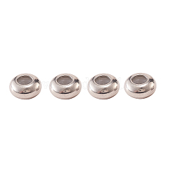 304ステンレススチールビーズ50個  内部のゴムと  スライダービーズ  ロンデル  ステンレス鋼色  8x3.5mm  穴：2mm&nbsp;STAS-CJ0001-197