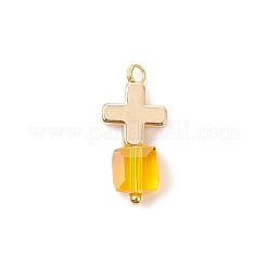 8Pcs 2 Colors Brass Glass Charms&nbsp;PALLOY-JF04528