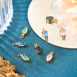 8Pcs 4 Colors Brass Micro Pave Cubic Zirconia Pendants&nbsp;KK-TA0002-18