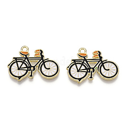 ライトゴールドメッキ合金ジュエリーエナメルペンダント  自転車  ブラック  ライトゴールド  19x25.5x1.5mm  穴：1.8mm&nbsp;X-PALLOY-Z001-29A