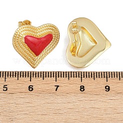 真鍮エナメルハートスタッドピアス  18KGP本金メッキ  レッド  18x22mm&nbsp;EJEW-L273-01G-02